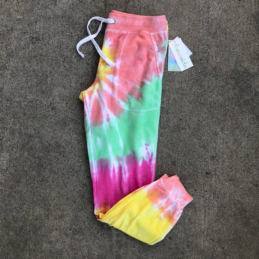 Dreamsicle Joggers Sweatpants Tie-dye Rainbow NWT